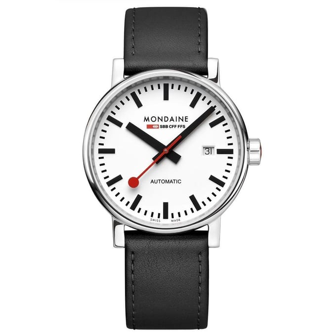 Mondaine MSE.40610.LB Evo2 - Horloge - Automatic - Leer - Zwart - 40mm