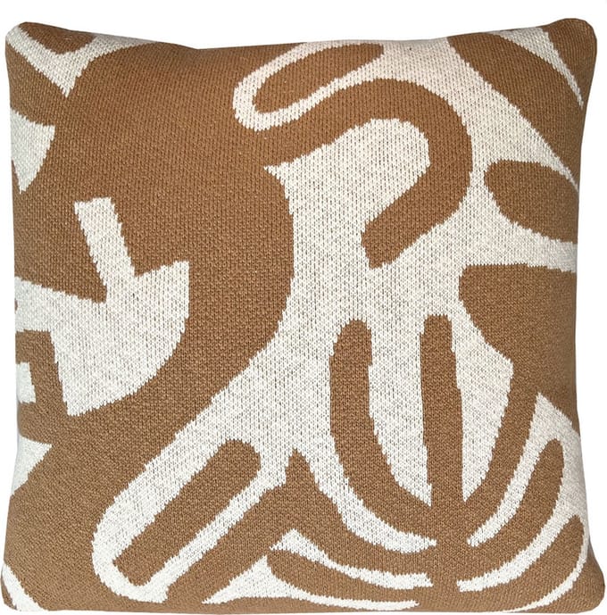 Floral victory knitted cushion fudge