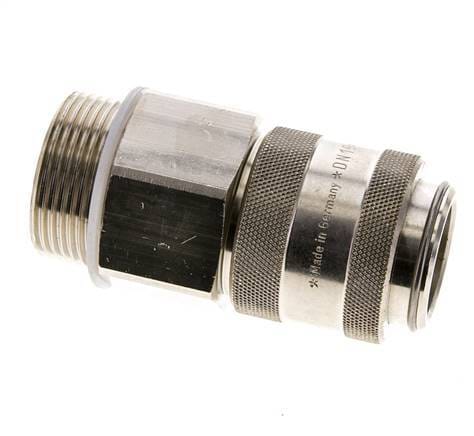 Vernikkeld Messing DN 19 Luchtkoppeling Snelkoppeling G 1 1/4 inch Buitendraad Double Shut-Off - CLS19-M-BN-SV-114