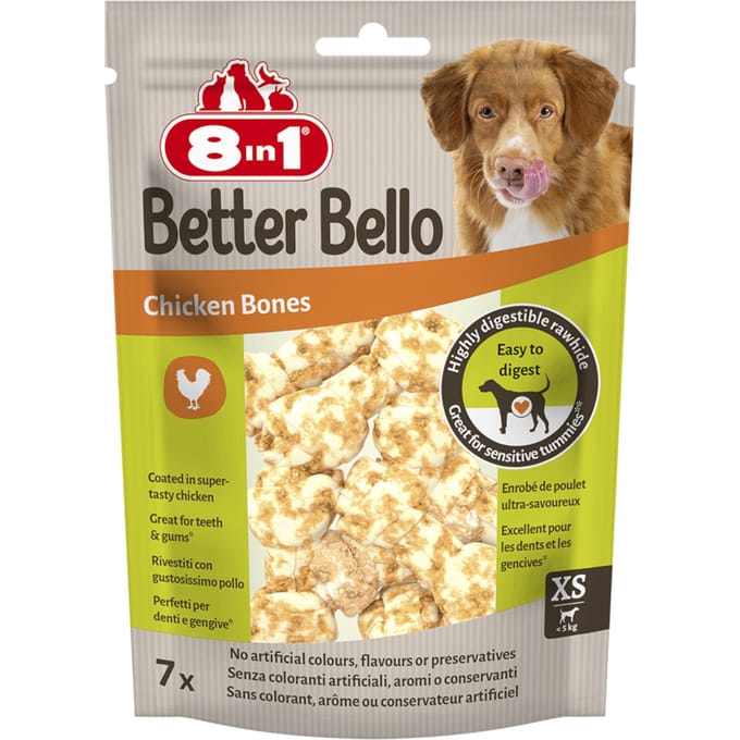 Dubbelpak: 2x7 stuks 8in1 Better Bello kippenbotten maat XS hondensnacks