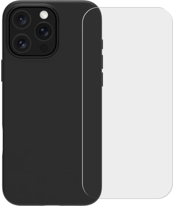 BlueBuilt Back Cover iPhone 16 Pro Max Zwart + Screenprotector Glas
