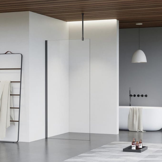 FugaFlow Eccelente Vetro inloopdouche badkamer - 110x200cm - helder glas - plafondarm - gunmetal