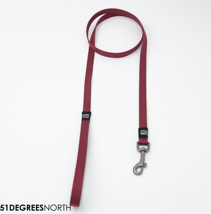 51 Degrees North - Wanderful - Leash - Nylon - Flat - Burgundy - 150cmx16mm