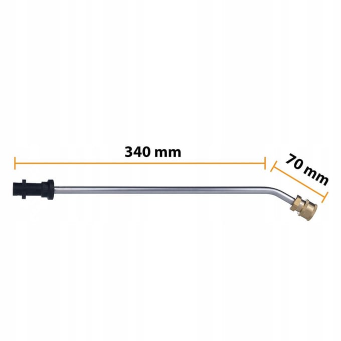 Rosfix Hogedruklans Vervanging - 30° Gebogen - 34 cm, 250 bar, 1/4"" Snelsluiting - Geschikt voor Kärcher