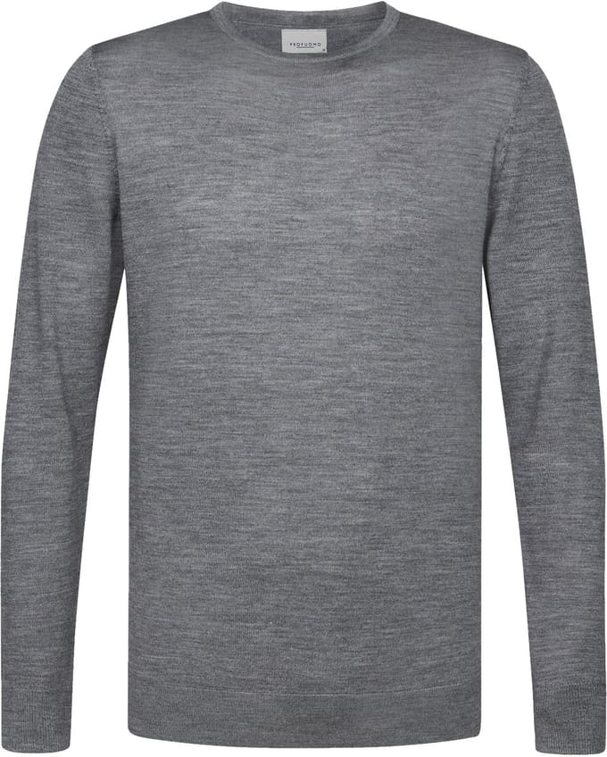 Profuomo Pullover Merinowol Grijs - Maat M - Heren - Pullovers