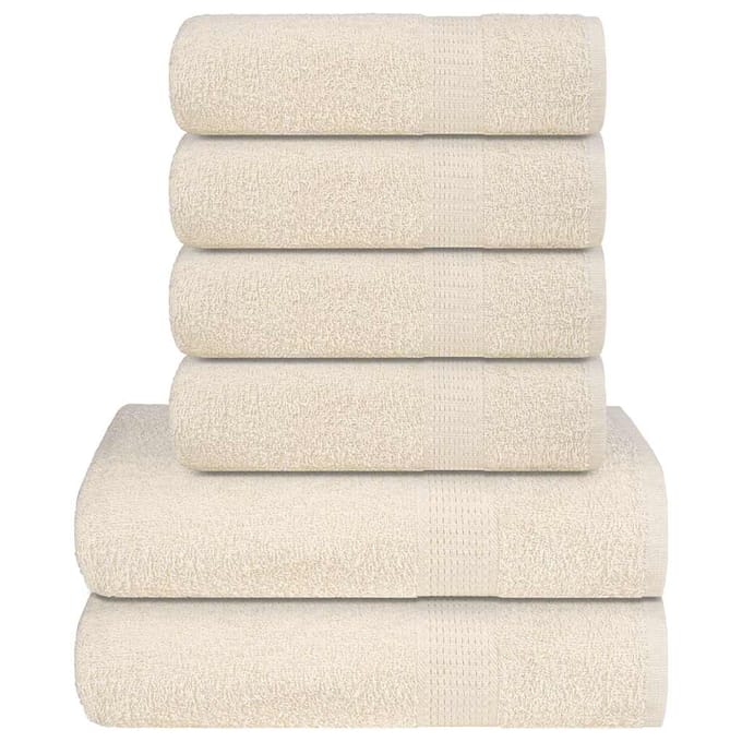 vidaXL - 6-delige - Handdoekenset - FROGN - 360 - g/m² - crème