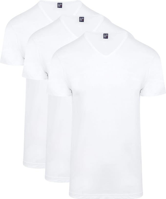 Alan Red Vermont T-Shirt V-Hals Wit 3 pack - T-shirt basis