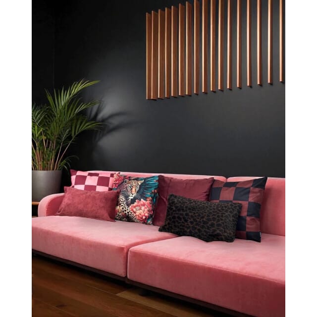 Gek op kussens! Sierkussen checker wijnrood/oudroze | 45 x 45 cm | katoen/polyester