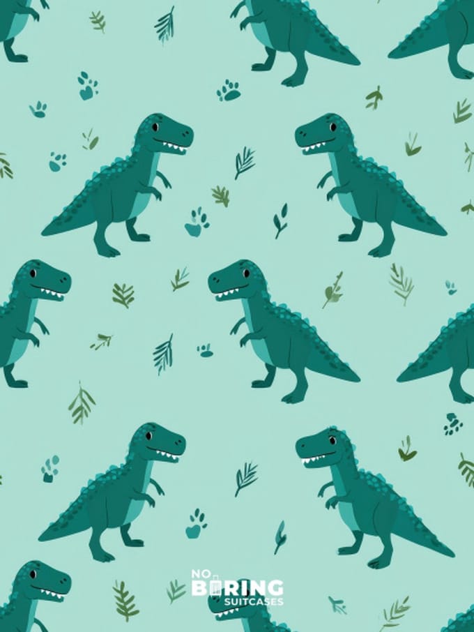 Kinderkoffer blauw - T-Rex patroon - Blauw