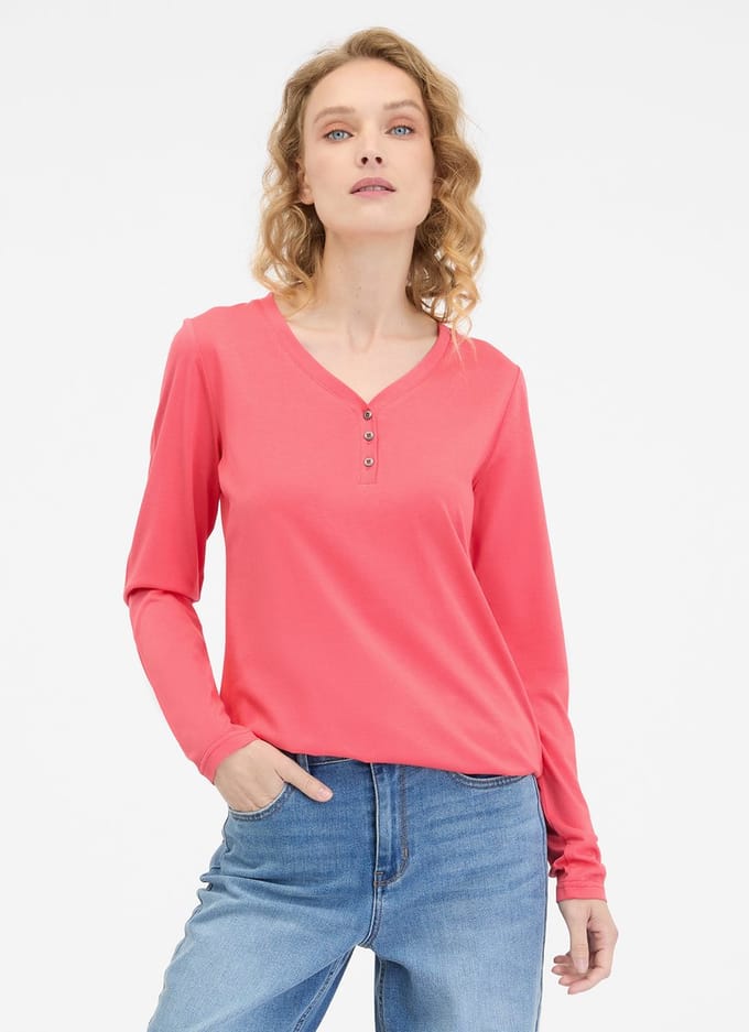 Shirt Pinkki roze uni LM v-hals Ragwear - maat S