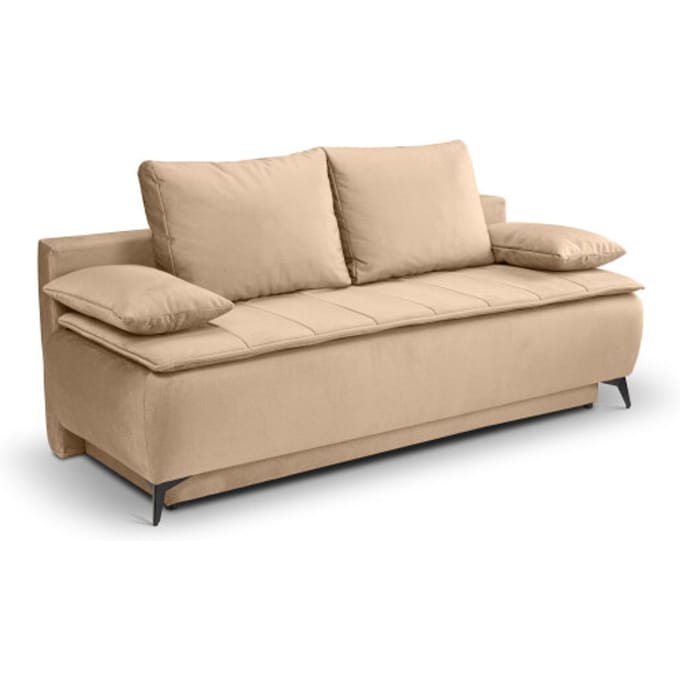 Furnilux Sendi sofa bed 2 zits bruin-beige | luxe velour sofa | opbergbank