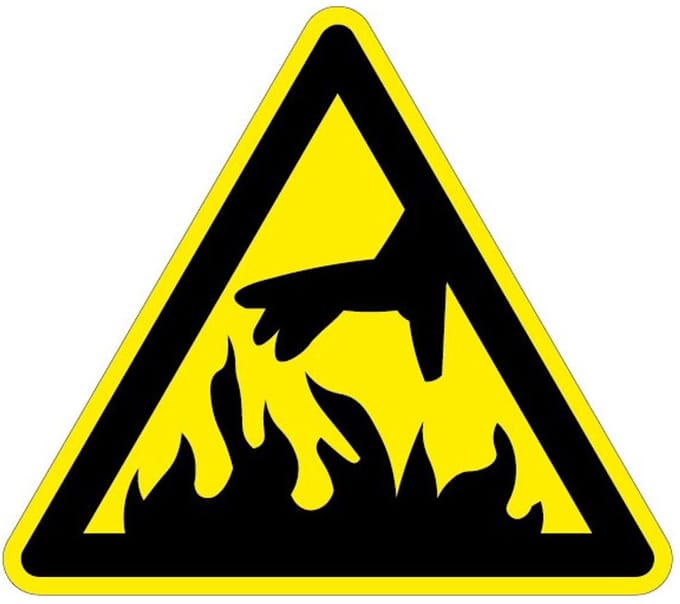 Waarschuwingssticker vuur 200 mm