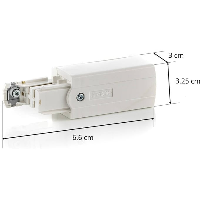 GLOBAL Eindvoeding rechts voor stroomrail Noa wit
