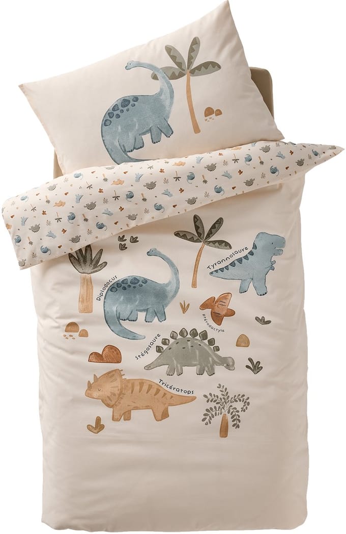 Vertbaudet Dekbedovertrekset + kussensloop baby MINISAURUS