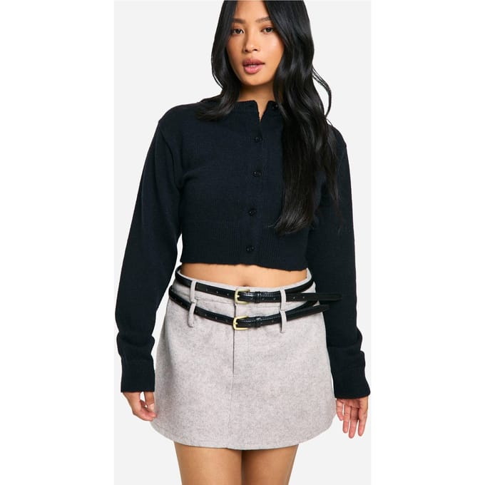 boohoo Dames Petite minirok met wol-look Micro Mini Skirt | Grey | Maat: 6