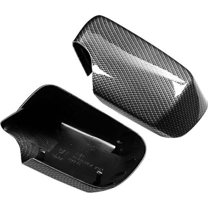 Carbon Fiber Style Door Wing Mirror Protector Add on Side Rearview Cover Fits for E46 1998 2005 gray