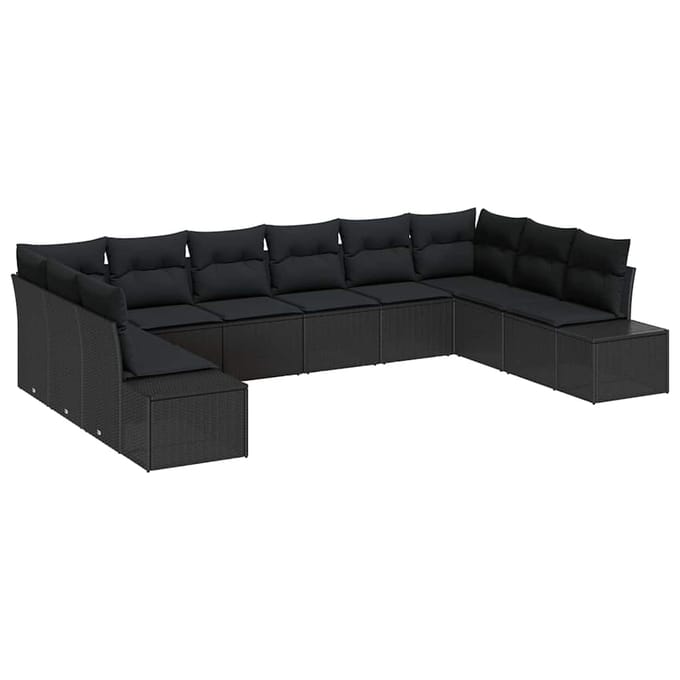 vidaXL Tuin Sofa Set 10 st Zwart poly rattan
