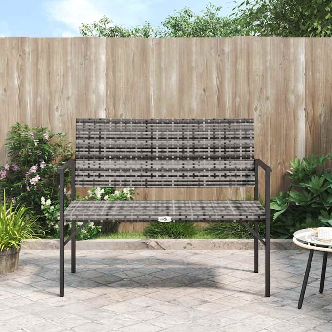 vidaXL - Tuinbank - 2-zits - poly - rattan - grijs