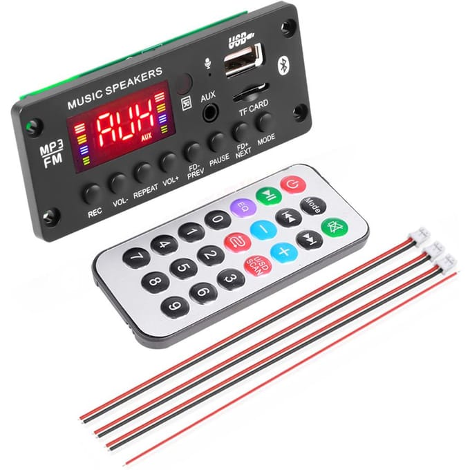 2*25W Bluetooth 5.0 MP3 WMA Decoderbord 5V-20V Versterker Auto Audio USB TF FM Radio Module Kleurenscherm MP3 Speler Met Afstandsbediening black