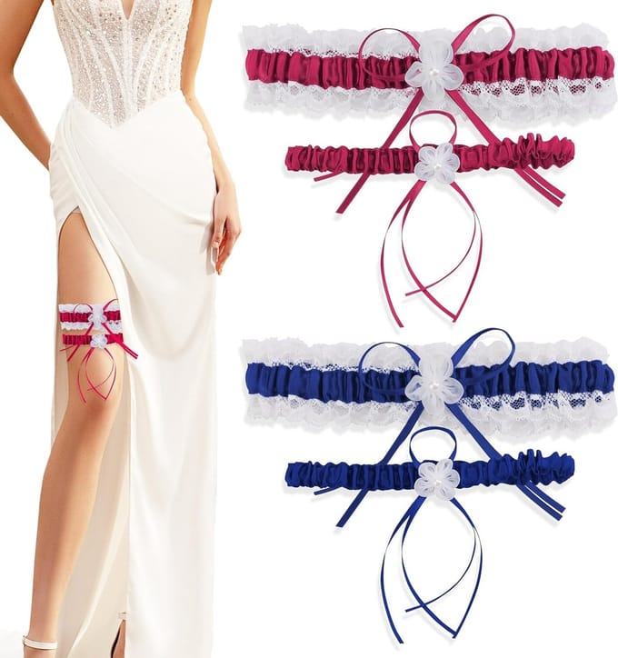 Elegante Bruidsbanden Set van 2 in 2 Kleuren - Elastische Garter voor Bruiloft en Bruidsfeest Decoratie