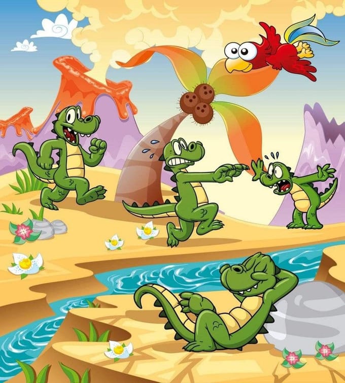 Fotobehang - Crocodiles 225x250cm - Vliesbehang