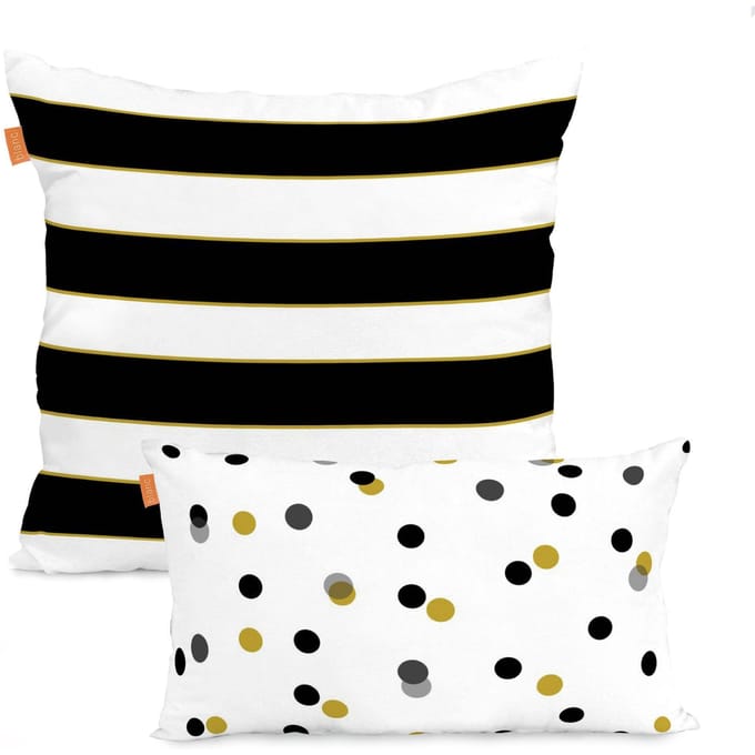 Set van 2 kussenhoezen Mustard | Blanc