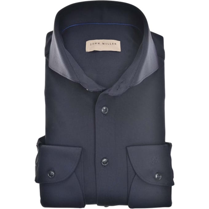John Miller Slim Fit Lange Mouw Overhemden Donkerblauw 5346516