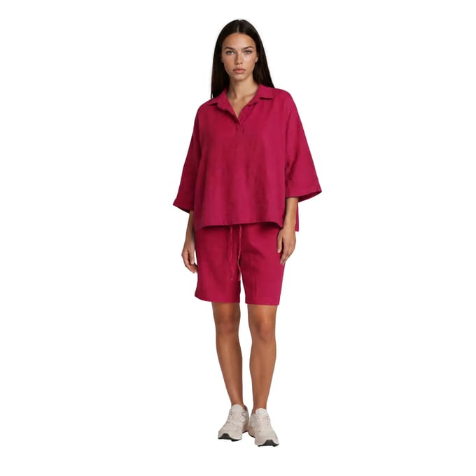 Bermuda voor dames Haris Cotton Essentials Knot Waist Slant Pocket