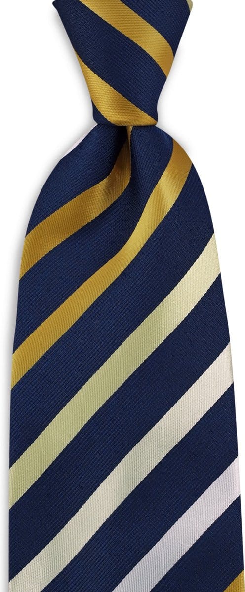 JB Collection - Stropdassen - stropdas geel / blauw / wit gestreept - geel / marineblauw / wit