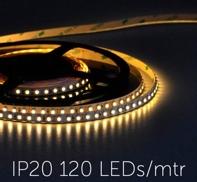 LED Strip 3528 120 leds/mtr IP20 WWE 2400K 9.6W 24V