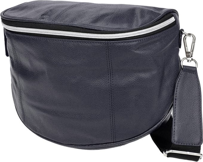 Grote Leren Schoudertas Donkerblauw - Grote Crossbodytas Dames - Schoudertas Leer