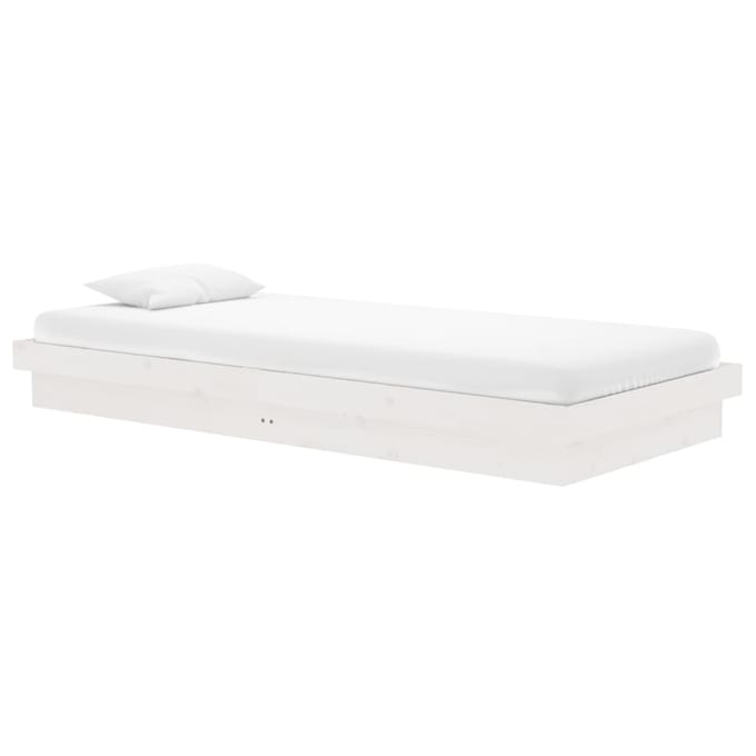 vidaXL - Bedframe - massief - hout - wit - 90x200 - cm