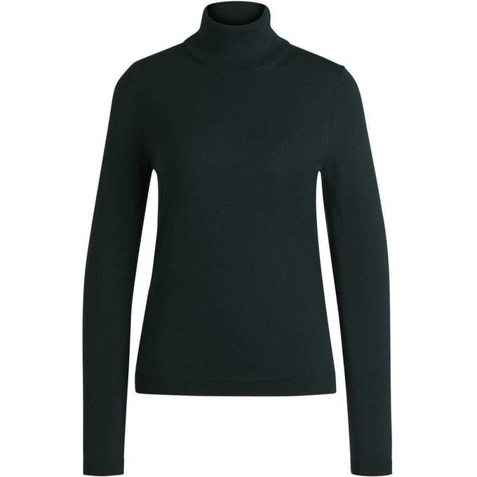 Boss Dames-sweatshirt met col, normale pasvorm (Groen)