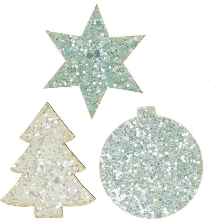Kerststrooidecoratie wit/turquoise pailletten 36 st, 36 Stück