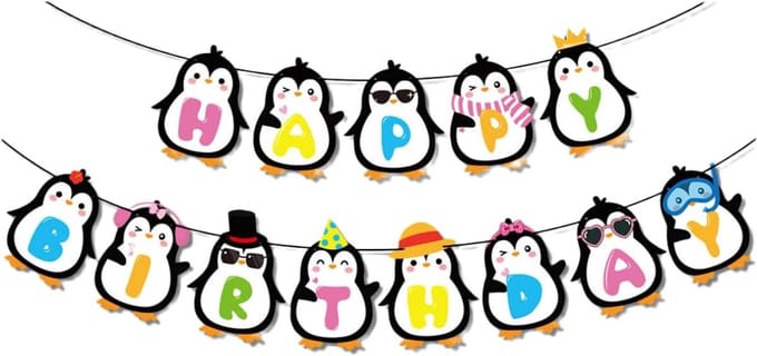 Pinguïn Banner - Feestdecoraties - Feestversiering - Bloemen Madeliefjes - 2 Stuks