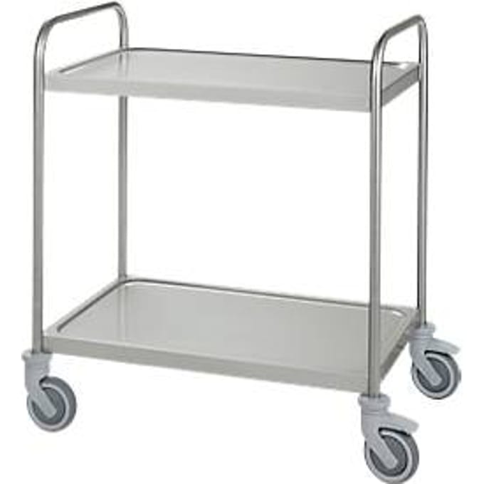 Rvs wagen, B 845 x D 545 mm, massief rubber, behuizing wielen kunststof