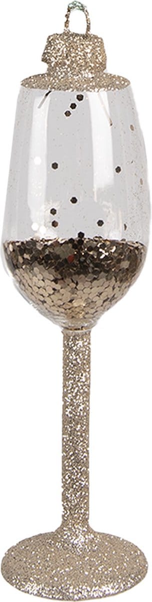 Clayre & Eef Kersthanger 14 cm Goudkleurig Glas Kerstboomversiering