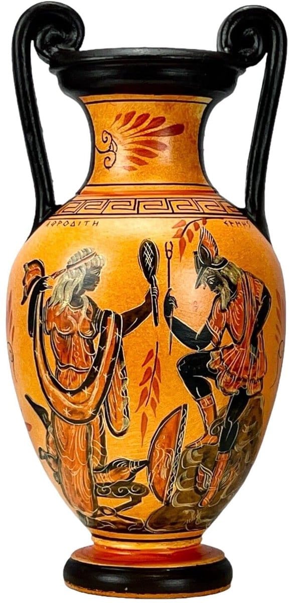 Vaas Amphora Godin Aphrodite & Hermes & God Zeus 11.5"