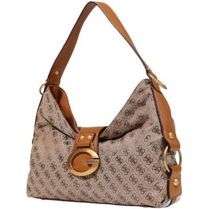 GUESS schoudertas Camden Shoulder Bag Latte Logo / Cognac bruine