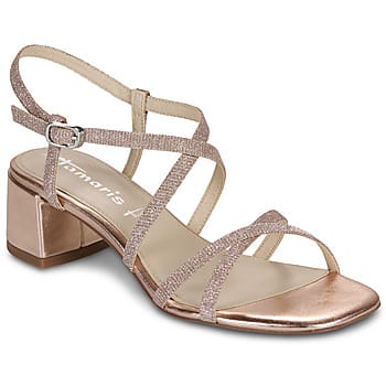 Tamaris - maat 38- Sandalen met hak goud Textiel - Dames