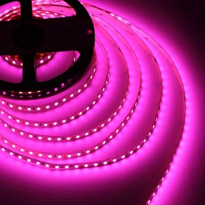 LED Strip 2835 120 leds/mtr Pink IP20 24V 18W 10mm
