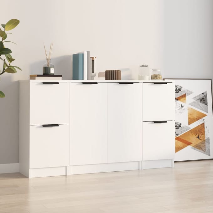 vidaXL - Dressoirs - 3 - st - bewerkt - hout - wit
