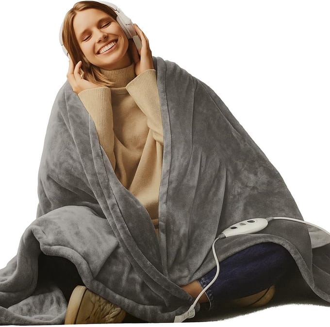 Elektrisch verwarmde fleece plaid met digitale controller en 6 warmte-instellingen
