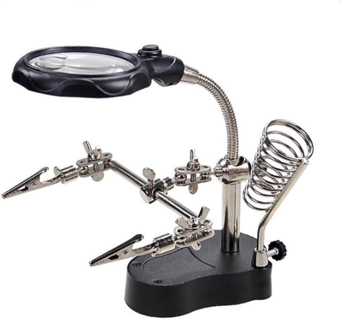 Verstelbare Vergrootglas met Klem en Alligatorclips - 3.5X/12X Vergrootglas voor Hobby en Solderen