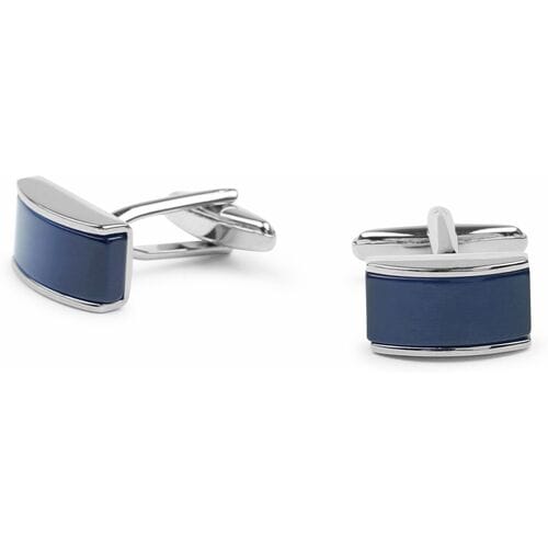 Schoenaccessoires Suitable Manchetknoop Rechthoek Blauw Zilver