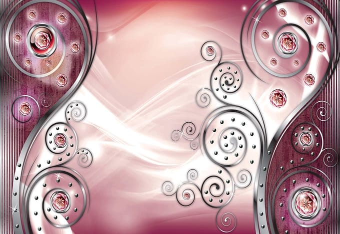 Fotobehang Abstract Modern Pattern Pink | PANORAMIC - 250cm x 104cm | 130g/m2 Vlies