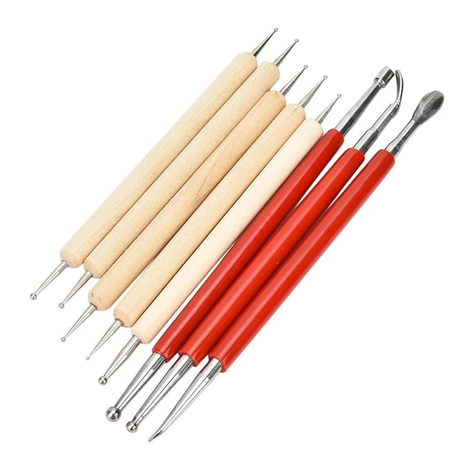 8 Stuks DIY Handgemaakte Leerbewerking Snijpen Gereedschap Lepel Dubbele Kop Punt Boor Pen Kit Set beige