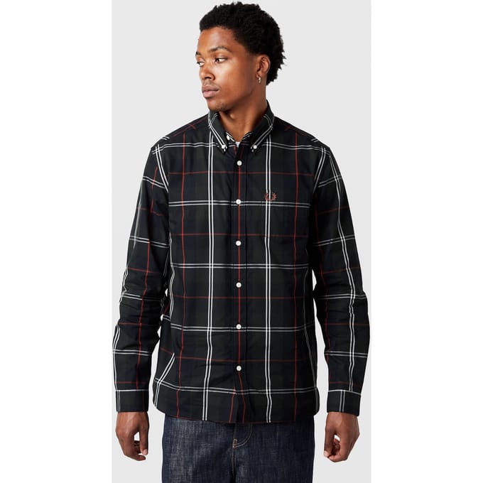 Fred Perry Groene popeline overhemd met ruitmotief