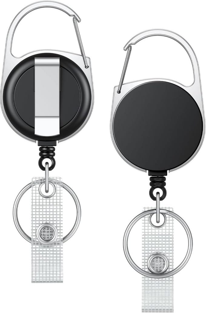 2-Pack Intrekbare Badge Reel voor Badge Houder - Zwart