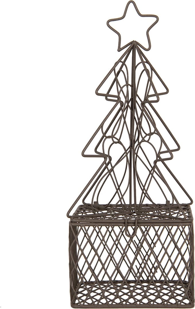 Clayre & Eef Decoratie Kerstboom 9x9x22 cm Bruin Metaal